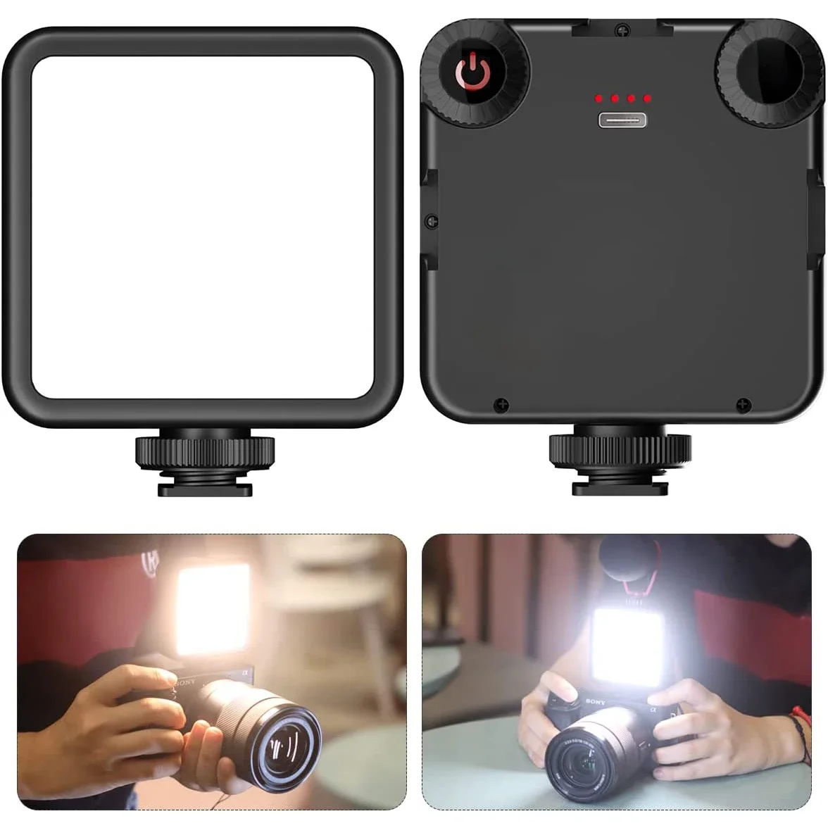 LED-Videoleuchte, tragbar, Fotografie, On-Camera, 3000 K-6000 K, zweifarbige Beleuchtung, Kaltschuh für DSLR-Kamera, Camcorder, Gopro Vlog
