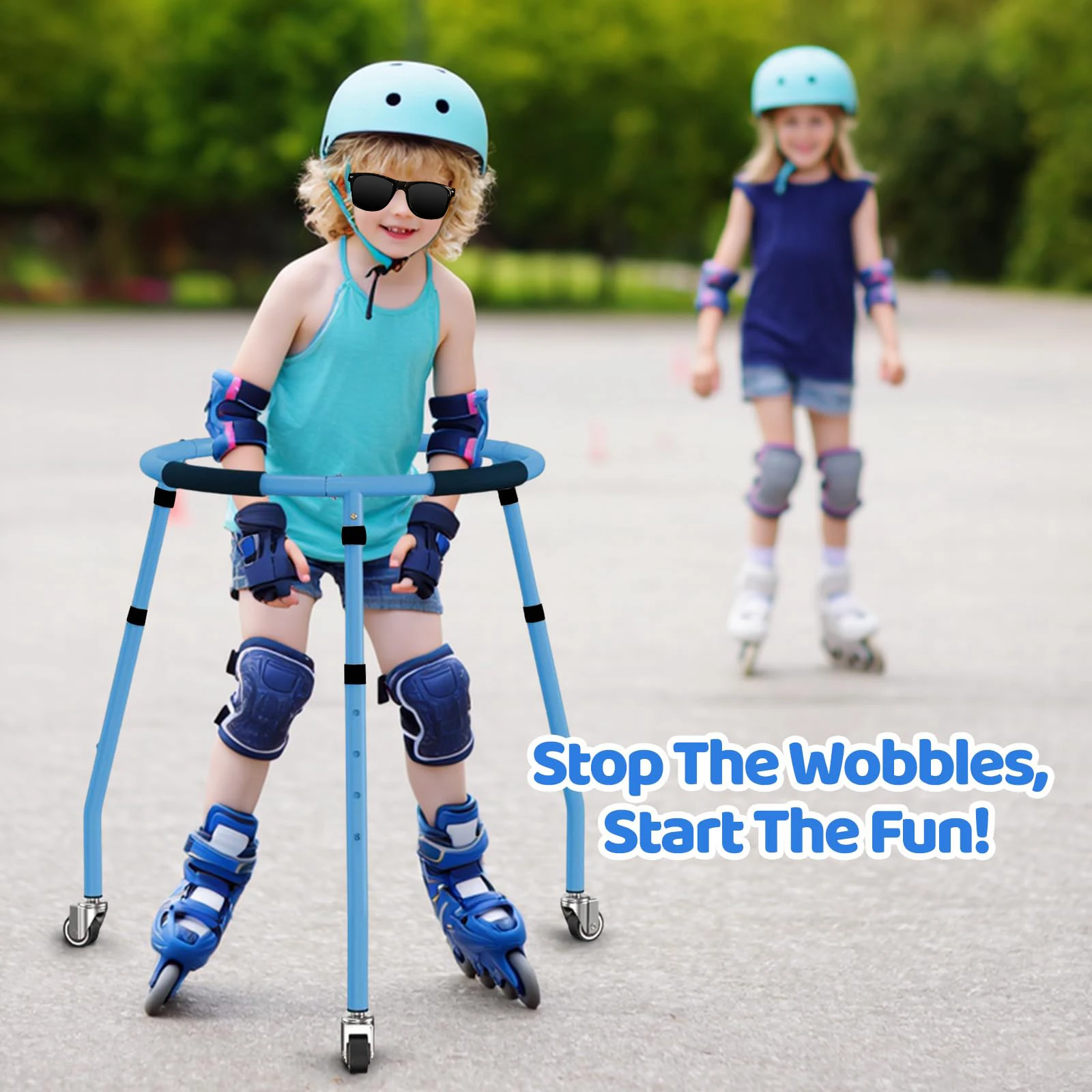 

Тренажер-ходунки для катания на роликах для детей, регулируемая высота, для начинающих, для мальчиков и девочек, для малышей, спортивное оборудование для роликовых коньков