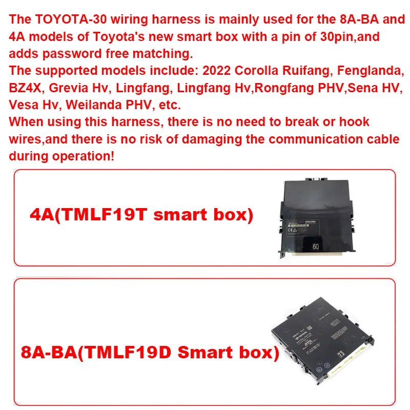 Dla kabla TOYOTA-30 dla TMLF19T TMLF19D dla Toyota 8A-BA 4A kabel inteligentny klucz dla OBDSTAR Autel IM508 IM608 Xhorse kluczowe narzędzie Plus