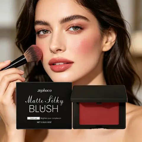 3.5G Dark Red Matte Blush Easy to Blend Non‑Smudge Sweatproof Creates Atmospheric Makeup Effect Versatile Cosmetic Blush Powder for Daily Makeup