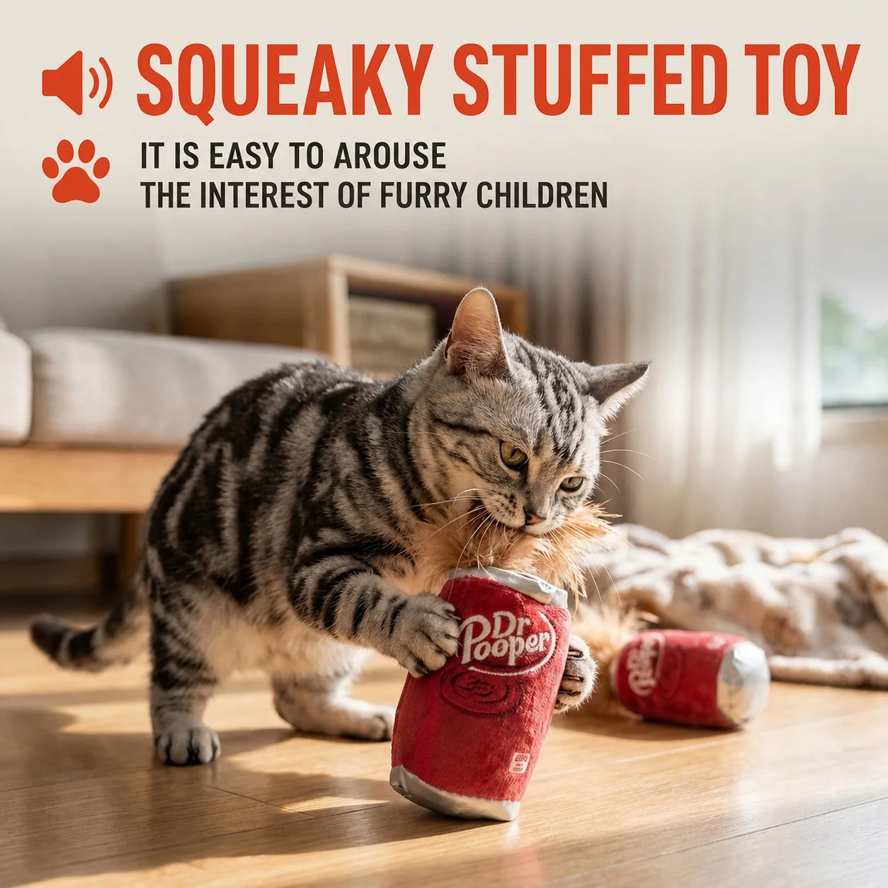 Cat And Dog Toy Plush Soda Can With Feathers And Sound Maker Fun Drink Can Shape Hunting Exercise And Boredom Relief Toy