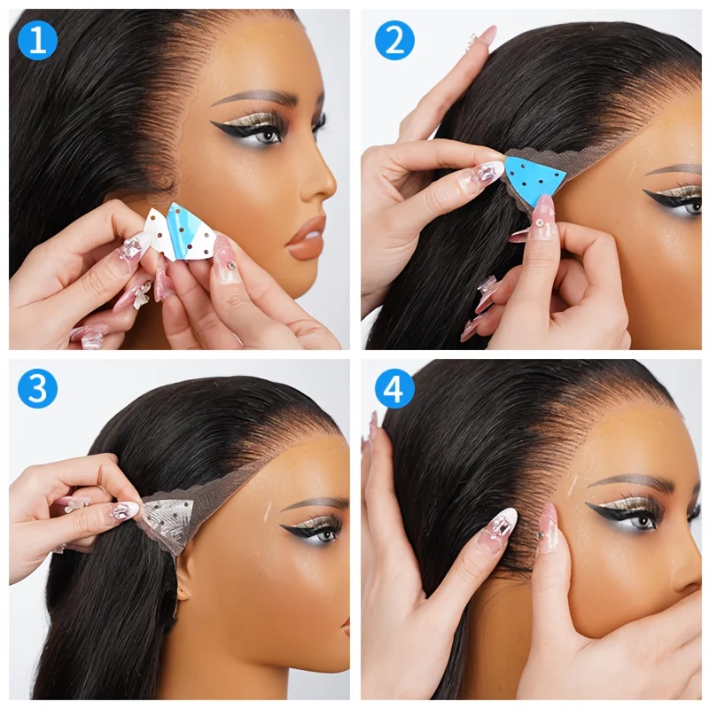 Sideburn Wig Tape, Double Sided Invisible Lace Front Wig Tape Strips, Strong Hold Waterproof & Sweatproof Ear Tab Adhesive Tape view 6