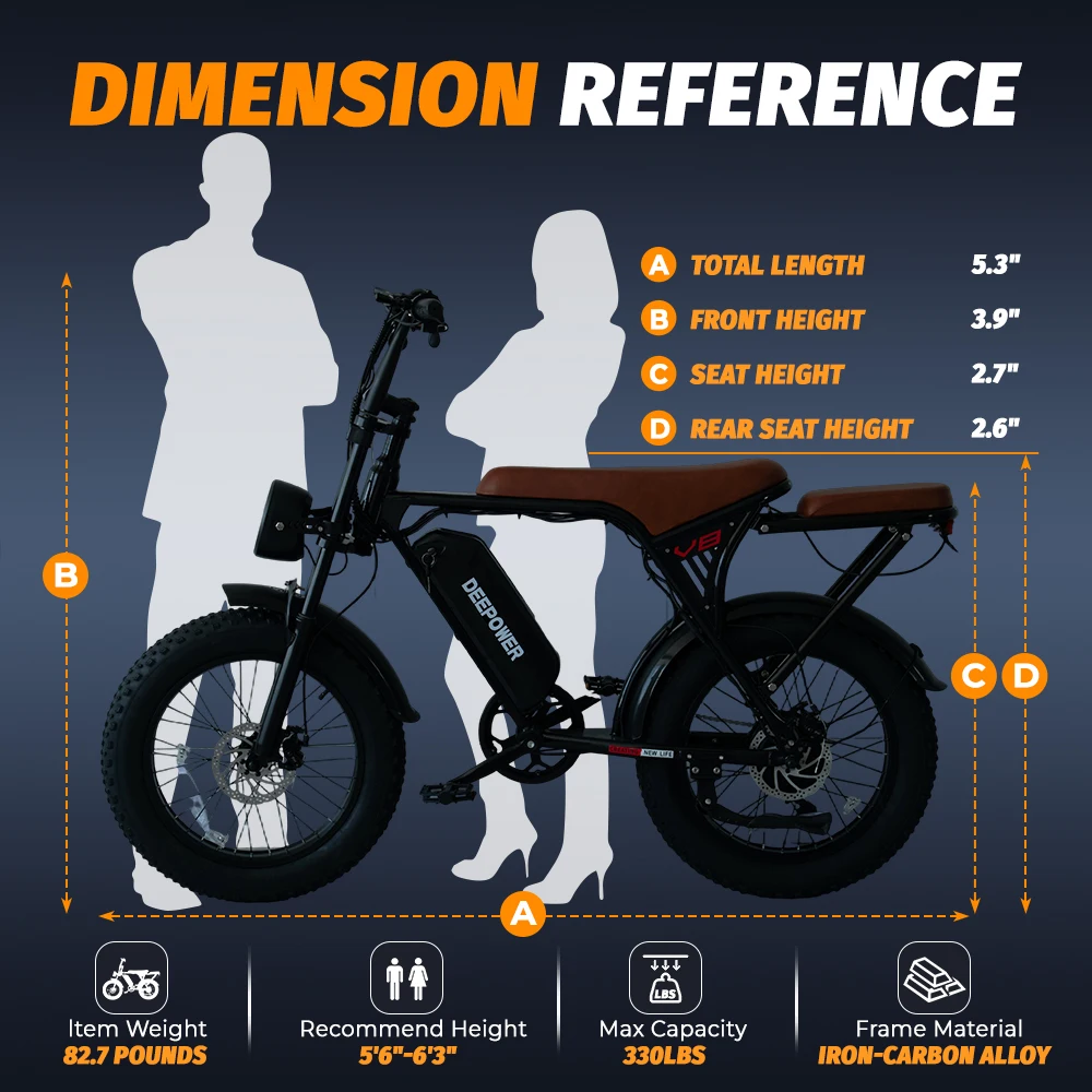 DEEPOWER V8 دراجة كهربائية 1000 واط 48 فولت 20 أمبير بطارية قابلة للإزالة دراجة كهربائية 20 بوصة على الطرق الوعرة جميع التضاريس الكبار Ebike #6