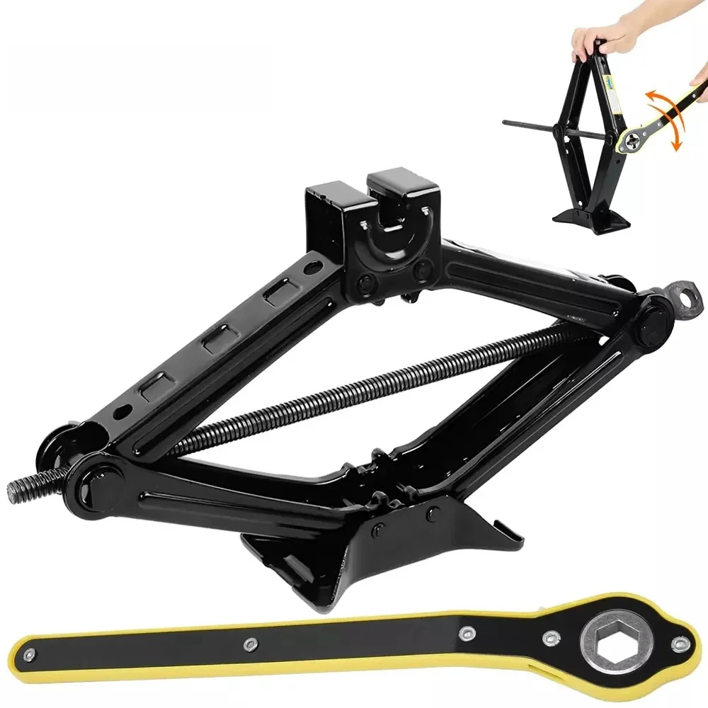 2.5T 1.5T auto krikken 2 in 1 Handmatige Lift Jack Auto Reparatie Tool Lifting Tool met arbeidsbesparende Ratelsleutel Opvouwbare Jack voor Auto - afbeelding 2