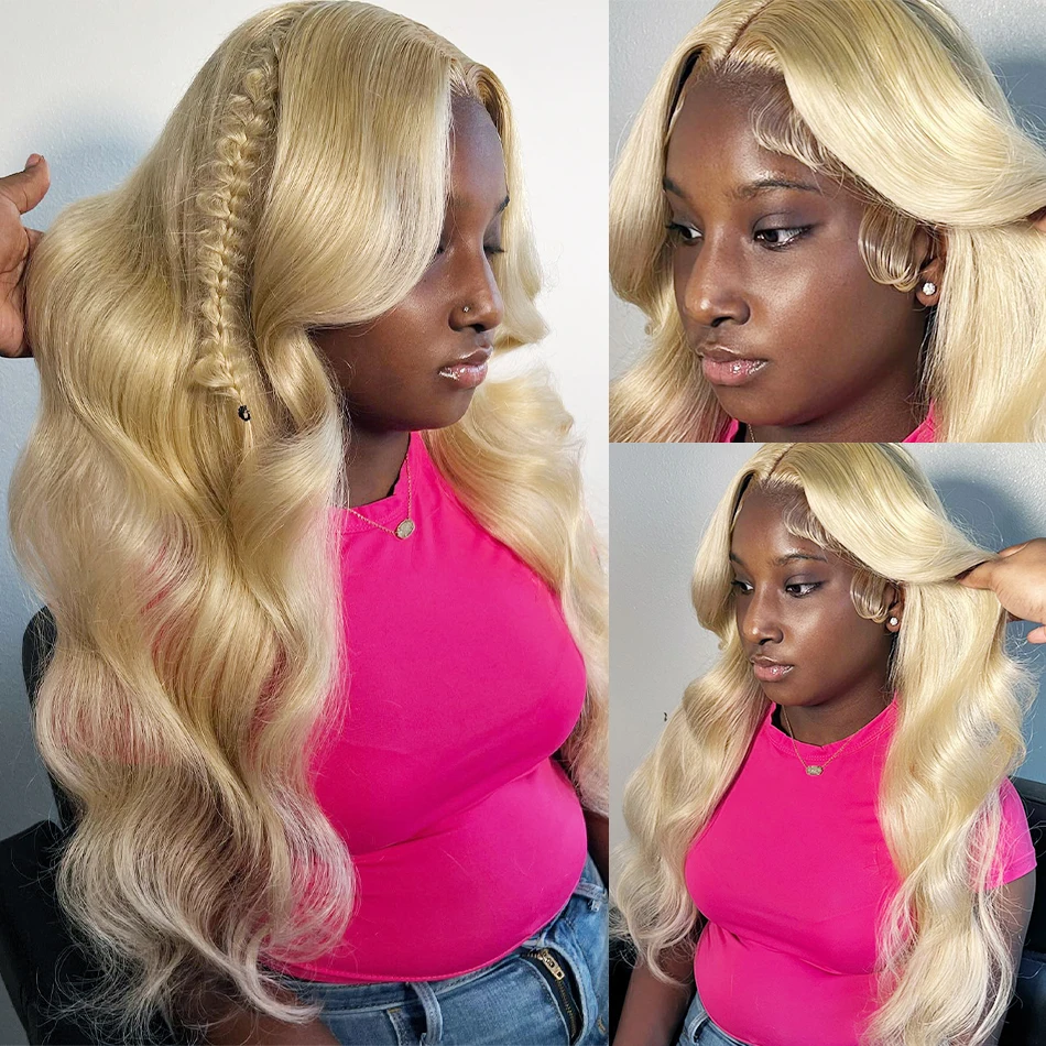 Perruque Lace Front Wig Body Wave Naturelle Blond Miel, 13x6, 13x4, Pre-Plucked, Transparent 200% HD, 613, pour Femme