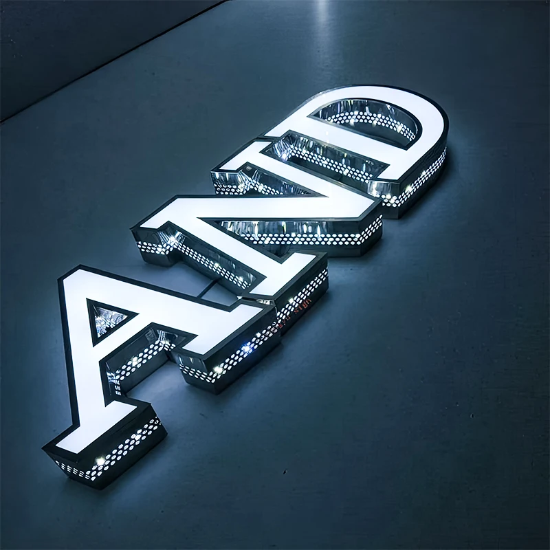 Custom business logo outdoor advertising steel channel letter led sign