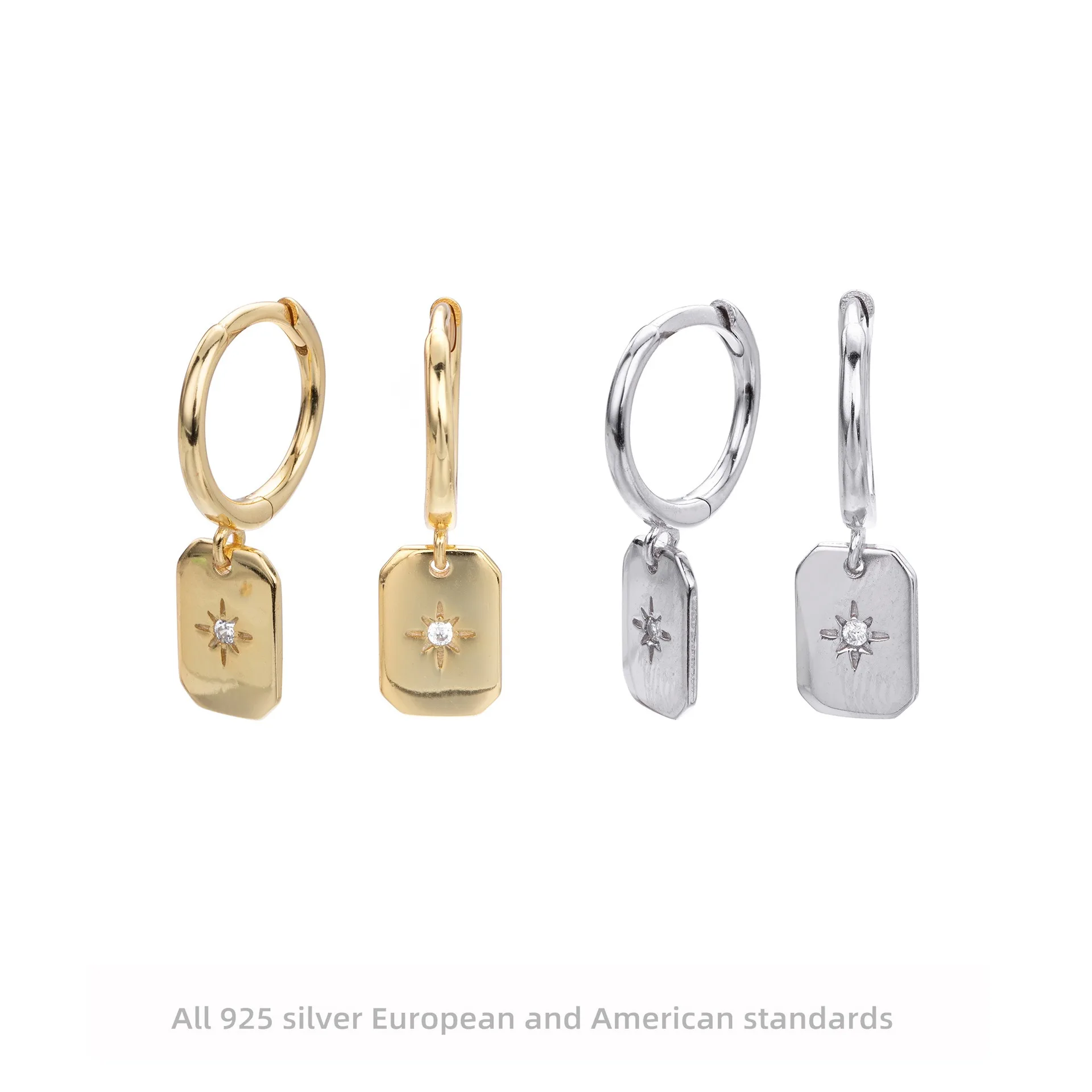 

S925 Sterling Silver Octagram Star Earrings Single Diamond Drop Earrings French Elegant Minimalist Jewelry for Women Luxe Gift