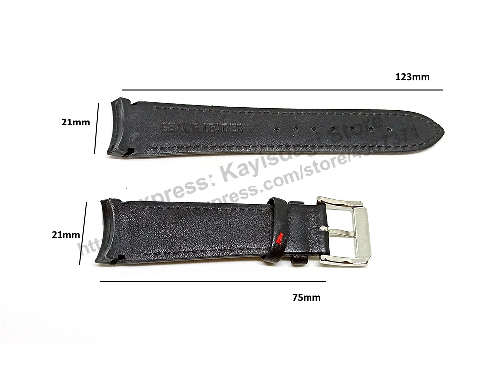 21mm Black Leather Watch Band Strap Compatible For Seiko Sportura 7T62-0KW0 - SNAE69P2 , 7T04-0AL0 - SPC141P1