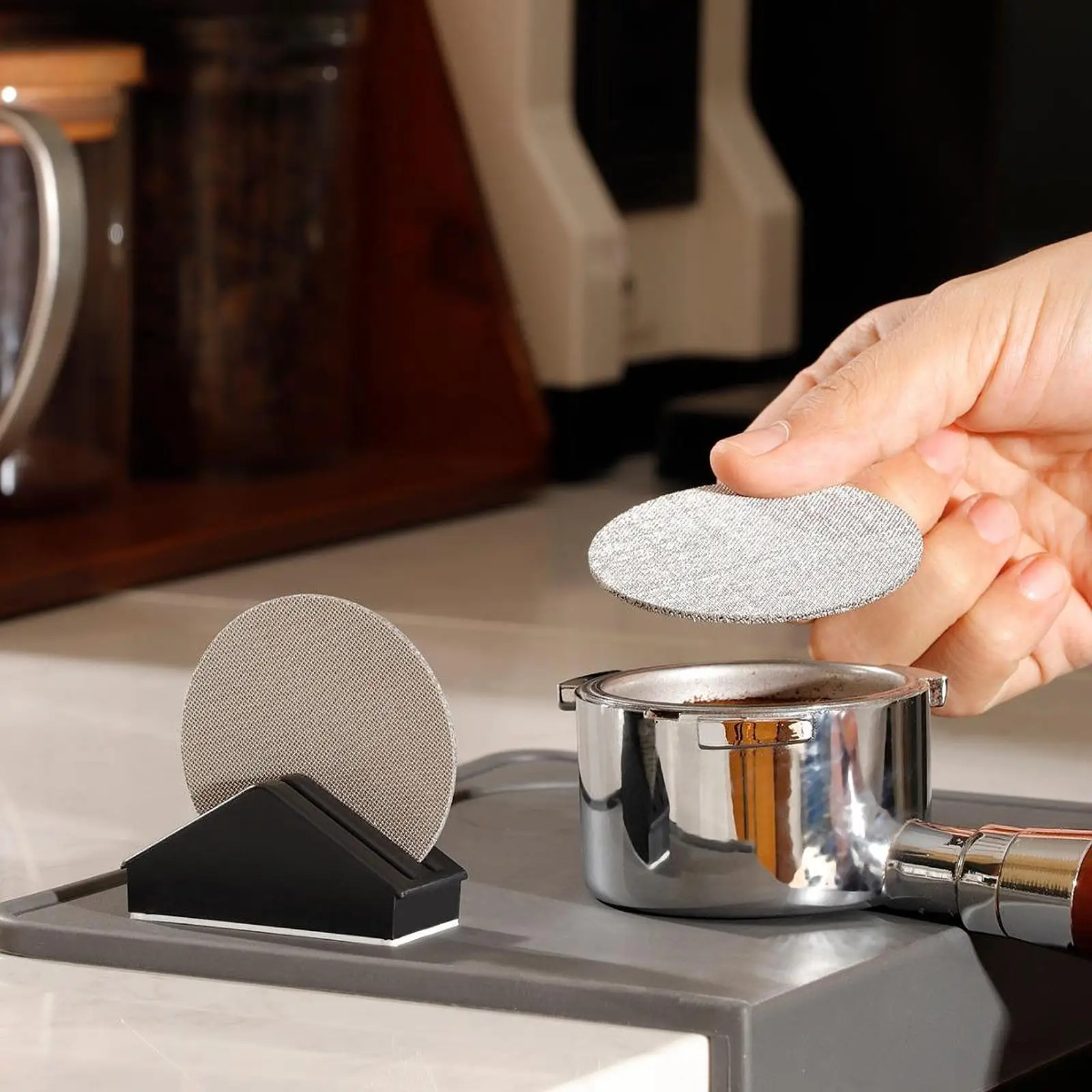 Coffee Puck Screen Stand Coffee Mesh Holder Espresso Coffee Puck Screen Stand Espresso Distribution Tool for 51mm Tools