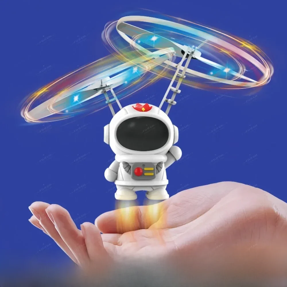Lewitujący świecący latający robot astronauta zabawka samolot ręcznie sterowany dron interaktywny ze światłami zabawki na zewnątrz dla dzieci prezent — zdjęcie 2