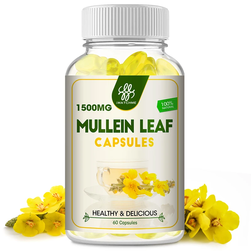 iMATCHME Mullein Leaf Capsules Lung Cleansing Unobstructed Breathing Relieve Cough Detoxification Health Care Antioxidat Enhance Immunity
