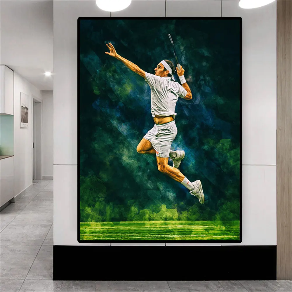 Great Tennis Player Wall Art Picture Canvas, Wonderful Tennis Competition Prints, Painting Poster for Stadium, Living Home Decor