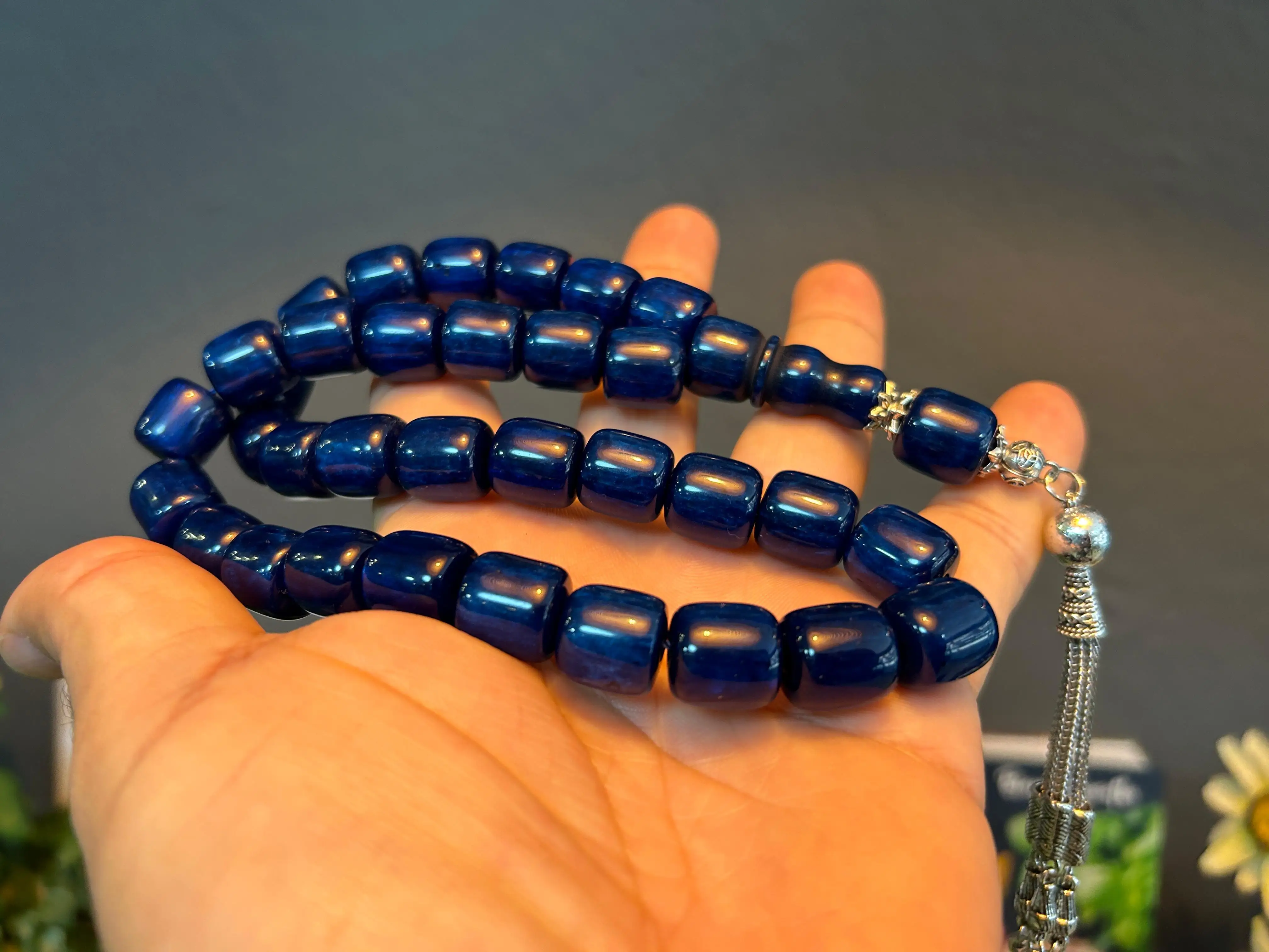 Blue Bakelite Ottoman Rare Faturan German Amber Sandalous Misbaha Prayerbeads Rosary Tasbih Tesbih İslam Subha T64