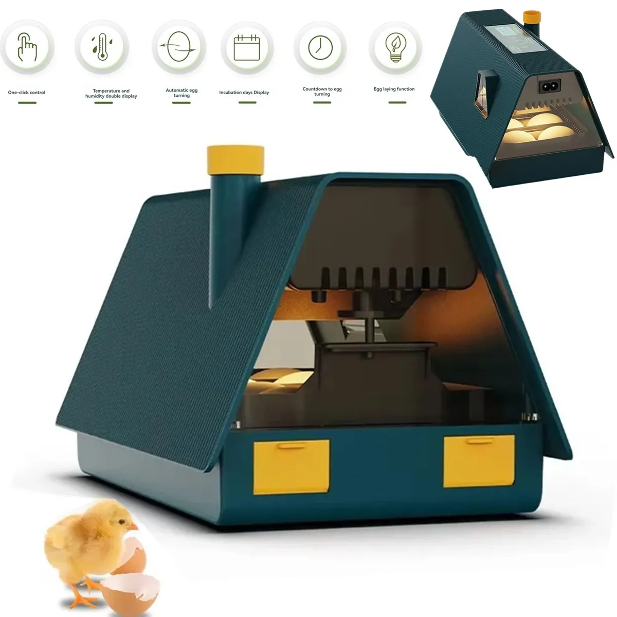 10 Egg Automatic Incubator Chicken Quail Egg Hatcher Auto Turning Temperature Humidity Display Poultry Hatching Machine