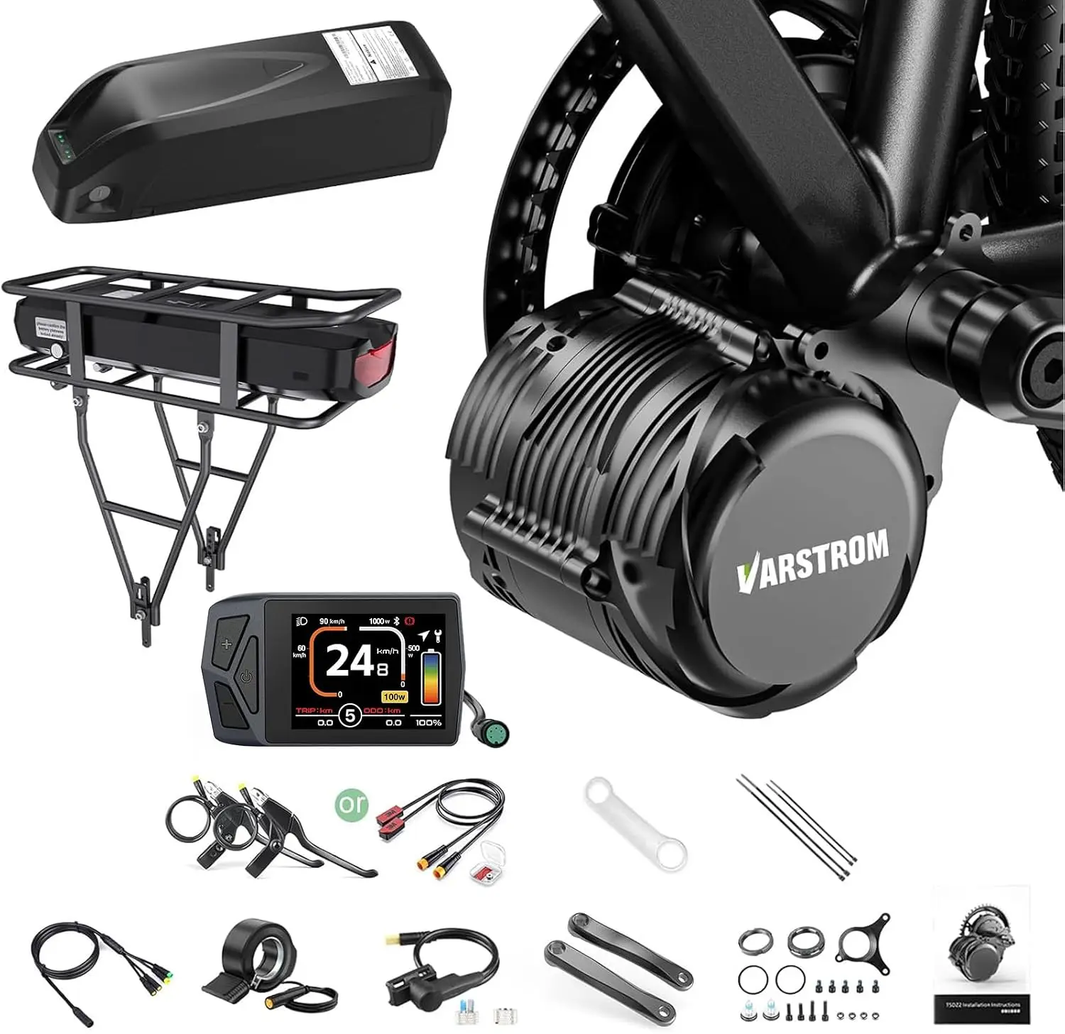 Tongsheng 48V 500W 750W 1000W Koppelgevoelige Mid-Drive Motorkit | TSDZ-2B TSDZ8 TSDZ16 E-bike ombouwset met optioneel display & batterij, universeel passend voor 68-73MM BB mountain-/weg-/fietsen