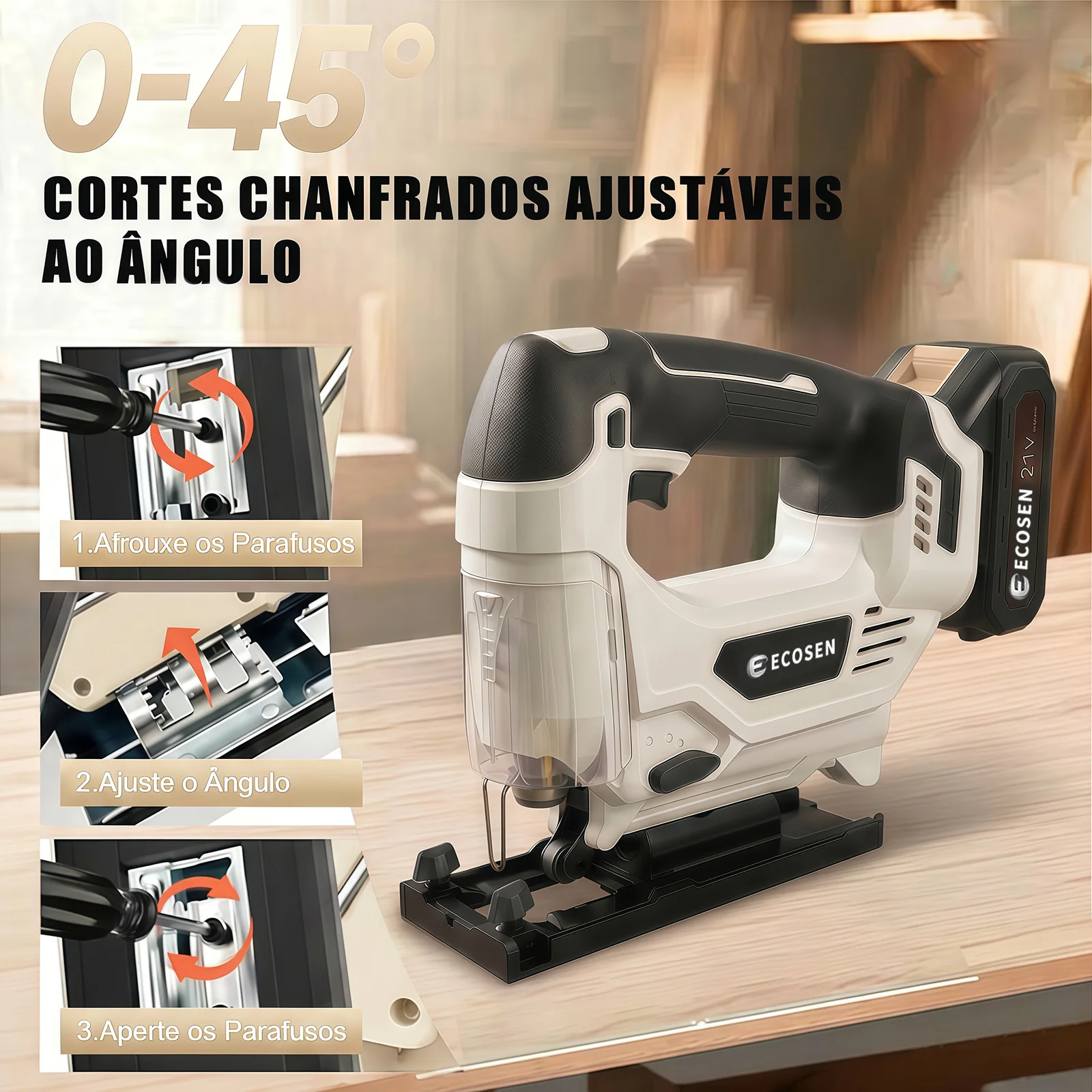 Serra Tico-Tico Sem Fio 12V com 2 Baterias e 4 Lâminas, Ideal para Corte Curvo em Madeira e Metal