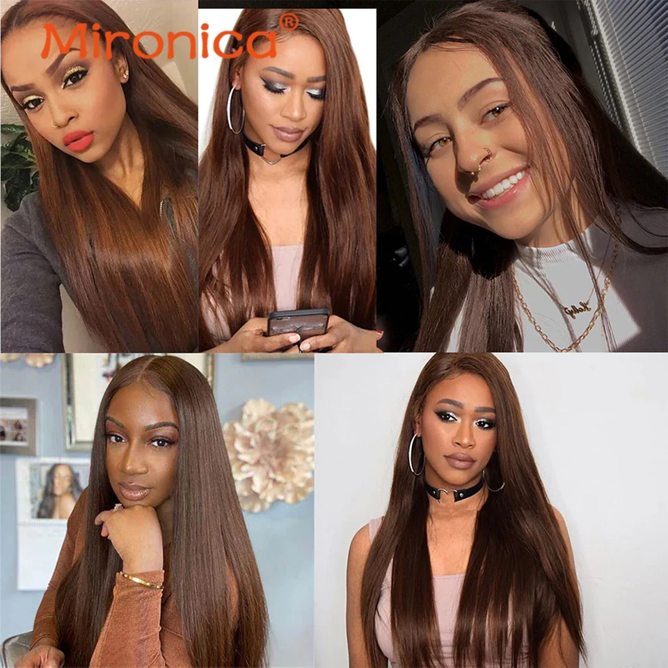 Chocolate Brown Straight Human Hair Bundles Deal1/3/4 Bone Straight Brown Brazilian Straight Hair Weave Bundles Remy Human Hair