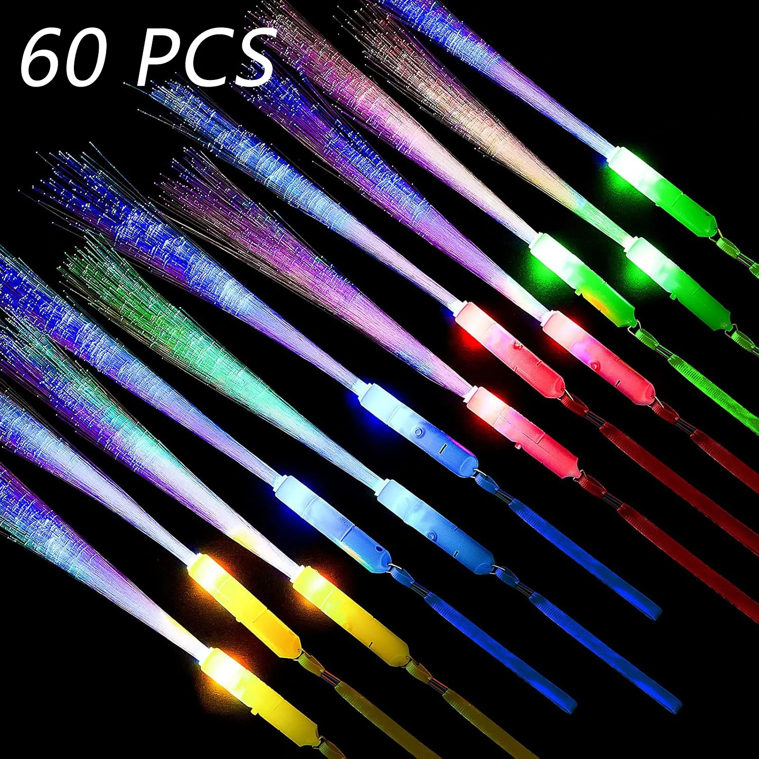 Bacchette in fibra luminosa da 60 pezzi Bastoncini lampeggianti a LED Bastoncini luminosi Bacchette in fibra ottica colorate per bomboniere luminose per matrimoni