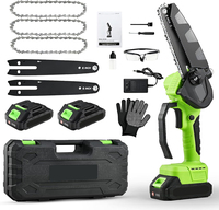 6-inch Mini Cordless Brushless Chain Saw with 2 batteries, Portable Handheld Chain Saw, Suitable for Pruning Trees and Cutting W