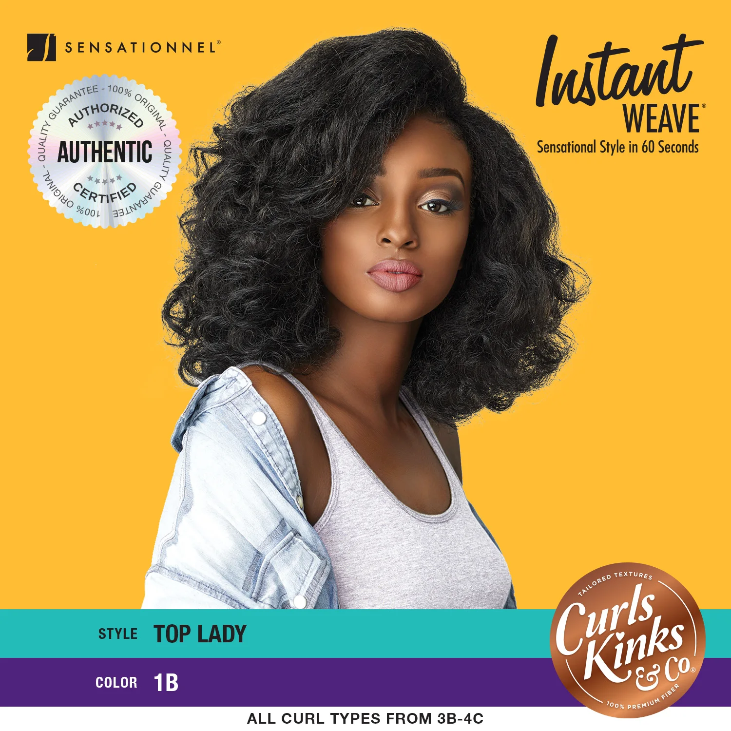 Sensationnel Instant Weave Curls Kinks N Co Synthetic Hair Half Wig Top Lady - Natural Curls, Easy to Wear, Stylish Look