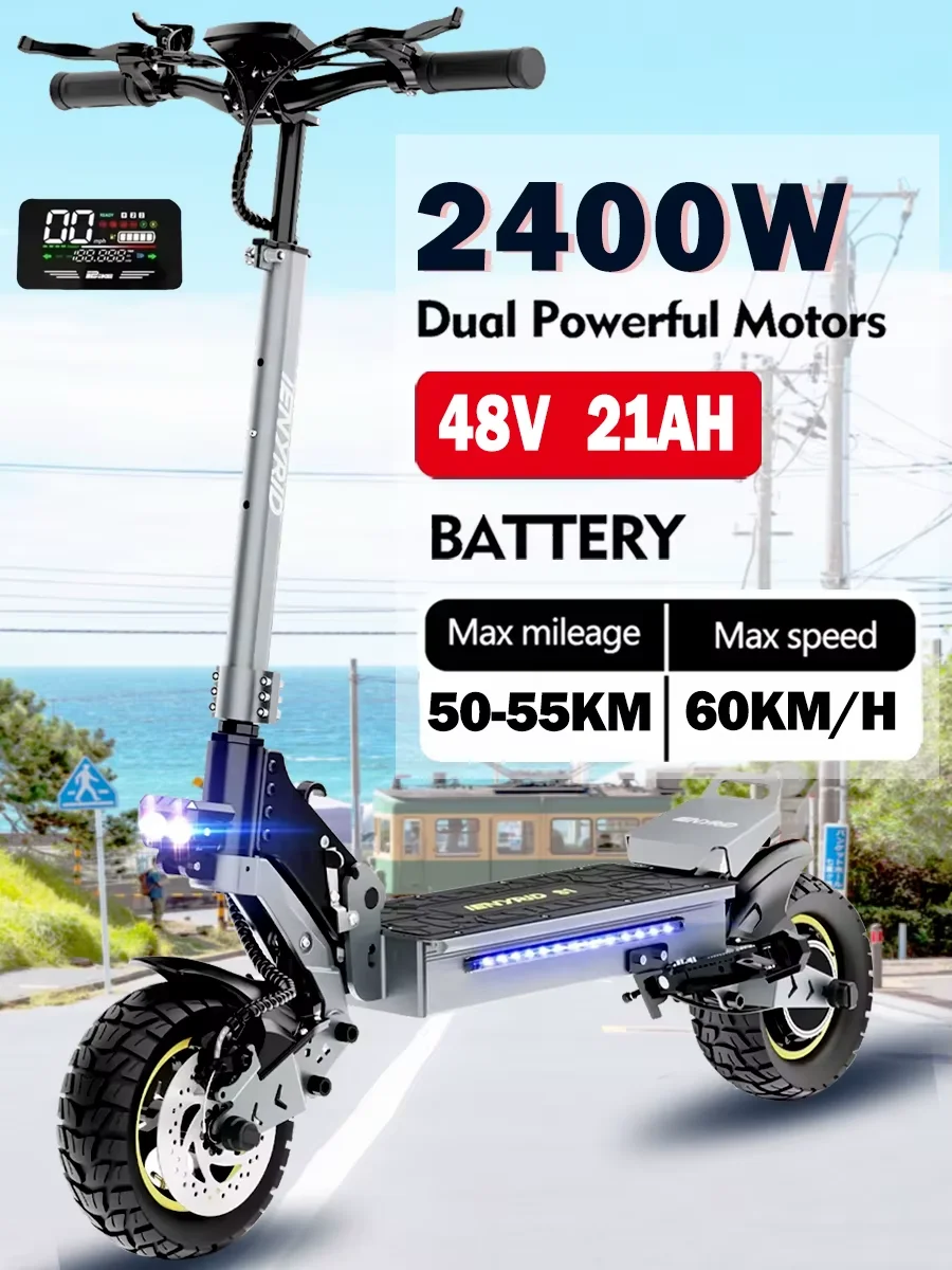 2025 EU nuovo 2400w 48v 21ah scooter elettrico velocità massima 60 km/h display lcd pneumatici da 10 pollici consegna veloce scooter elettrico pieghevole