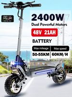 2025 EU new 2400w 48v 21ah electric scooter max speed 60km/h lcd display 10 inch tires fast delivery foldable electric scooter