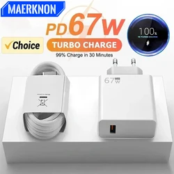 Total 67W GaN USB Charger Fast Charging Wall Phone Adapter For iPhone Samsung Xiaomi 6A USB TypeC Cable Quick Charge 3.0 Plug