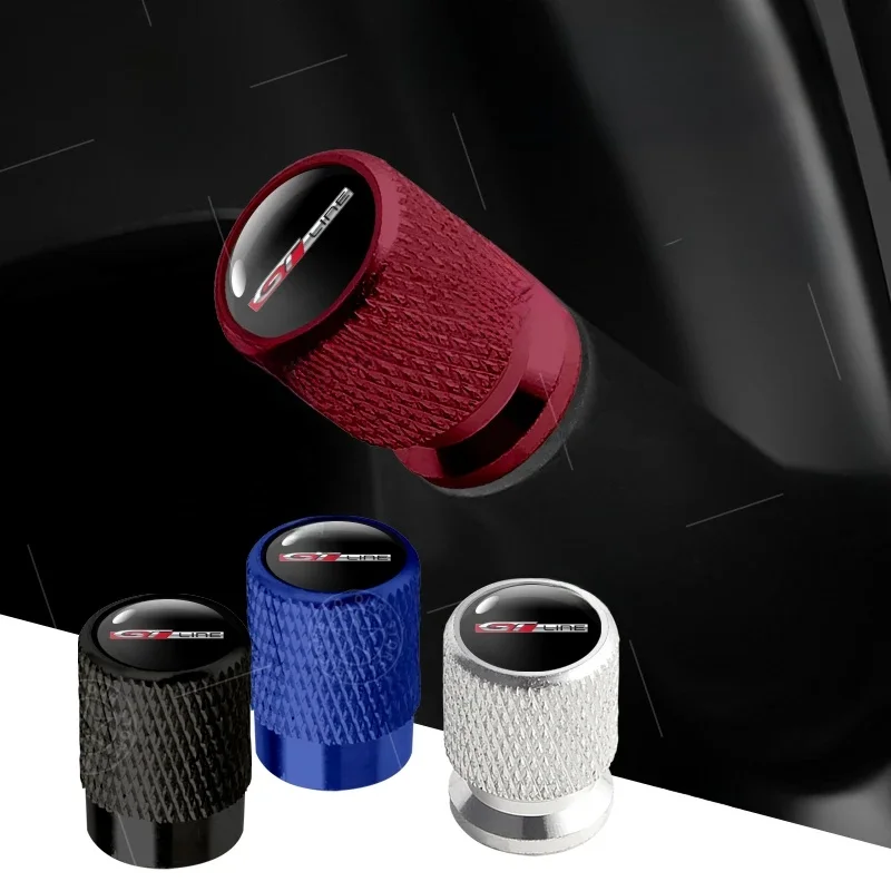 Bouchons de Valve de pneu de roue de voiture, Logo GT LINE, tige d'air, accessoires en aluminium pour Peugeot 306 308 208 3008 407 508 2008 4008 5008, 4 pièces