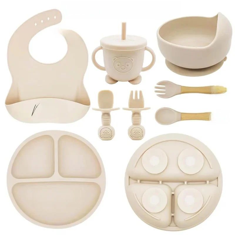 Gepersonaliseerde naam babyvoeding set kinderen siliconen plaat kom stro beker aangepast kinderservies babybenodigdheden pasgeboren cadeau - afbeelding 2