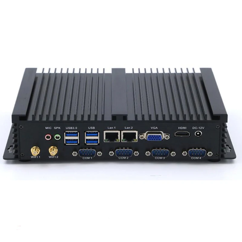 Mini PC senza ventola Windows XP/7/8/10 Intel Core i5 3317U 1007U 2 * LAN 4 * RS232 COM PC industriale Computer robusto 300M WiFi HDMI + VGA