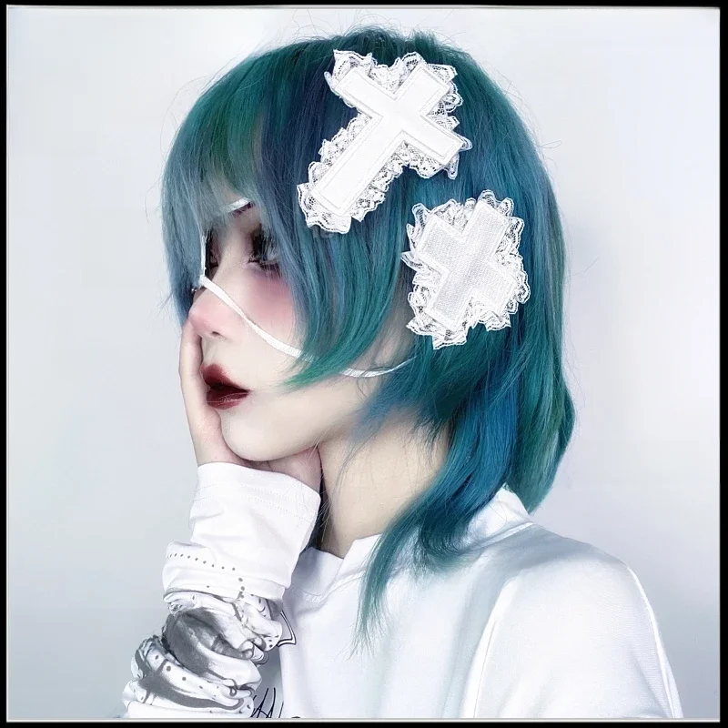 Harajuku Y2K gothique Lolita fille japonais samouraï Ninja épingles Punk épingle à cheveux épingles à cheveux épingle à cheveux croix blanche pince à cheveux