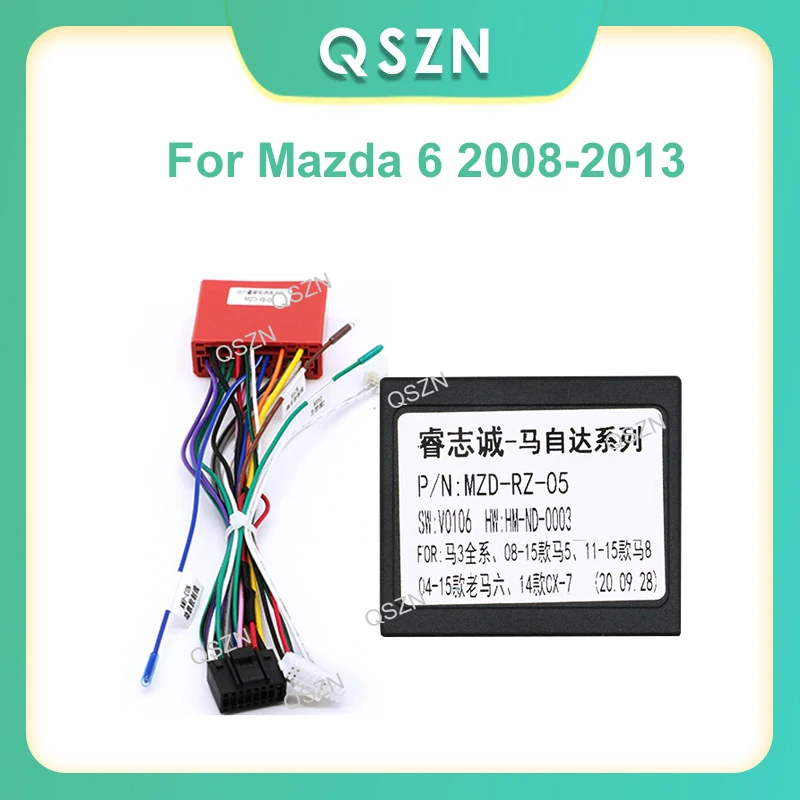 QSZN auto Canbus Box Decoder MZD-RZ-05 For Mazda 6 2008-2013 With Wiring Harness Power Cable Car Radio Multimedia Player Android