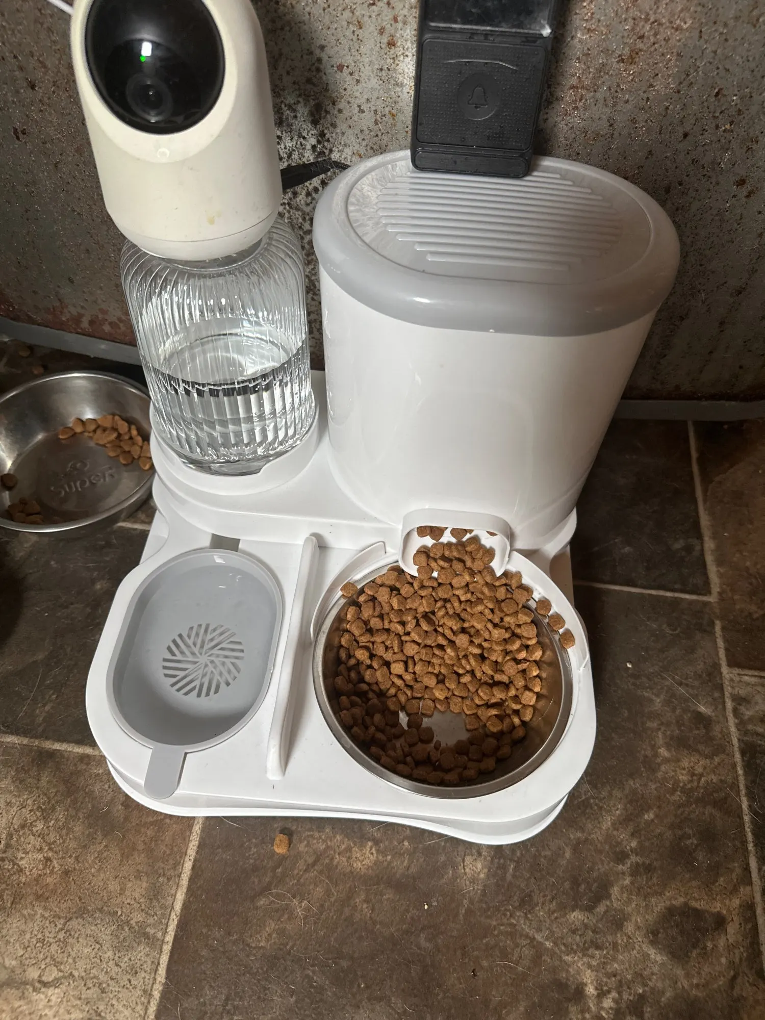 Customer review photo for Dual-Bowl Automatic Cat Feeder for Two Pets