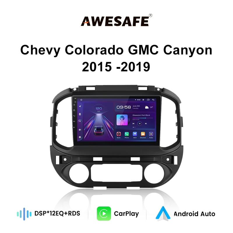 JunsunAndroid Head Unit Car Radio with Wireless CarPlay For Chevy Colorado GMC Canyon 2015 2016 2017 2018 2019 Built In Wireless Carplay Smart Car Navigation System Car Intelligent Systems Bluetooth Touch Screen