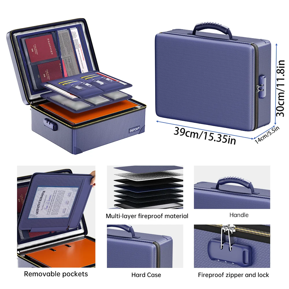 大型の耐火ドキュメント収納ボックス。頑丈な構造で、A4サイズ - Box Bag Rigid のレビューと価格