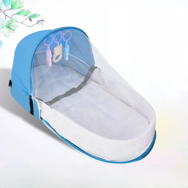Babybed Wieg Handig opvouwbaar anti-crush middenbed met klamboe Comfortabel matras Reiswieg voor pasgeboren kamperen - afbeelding 2