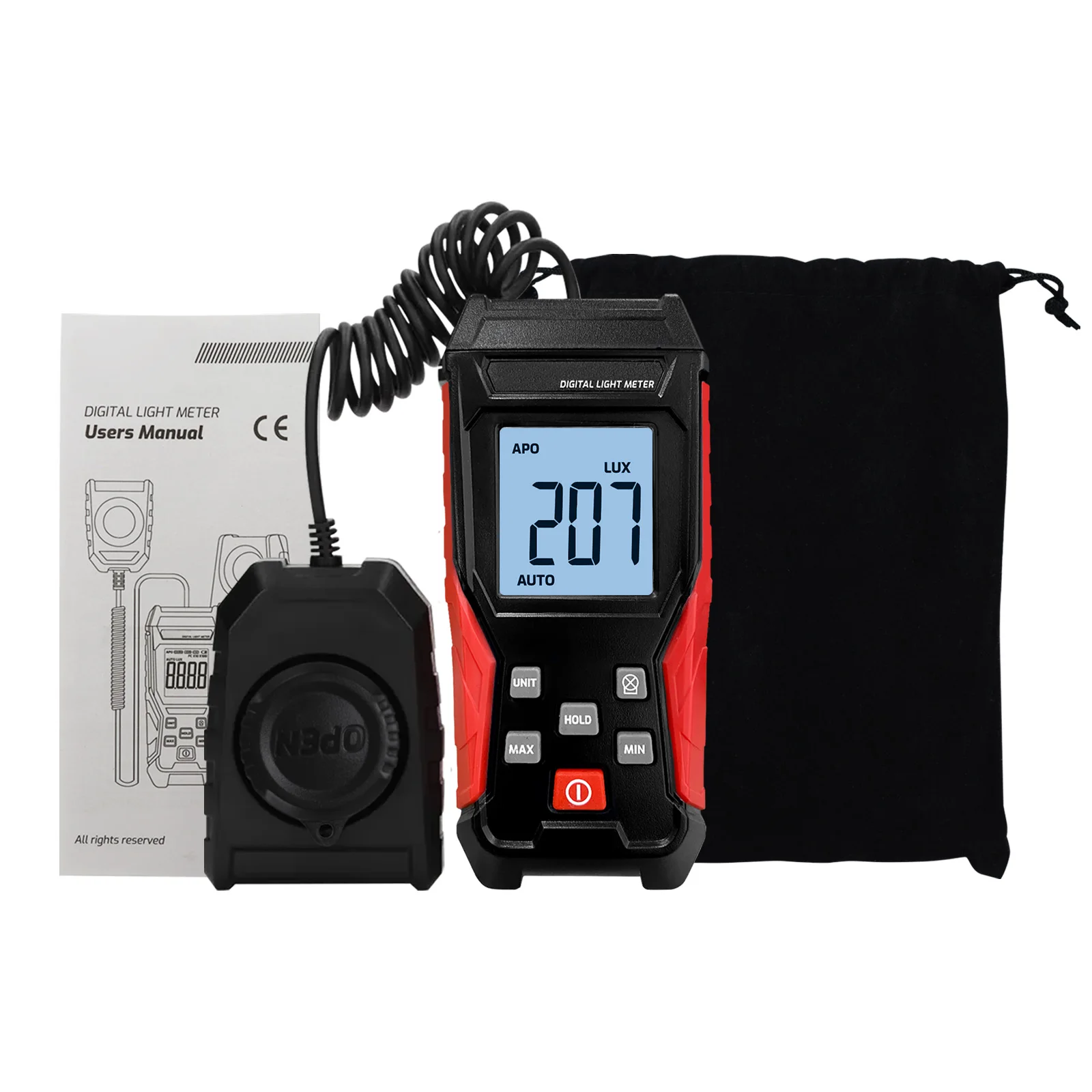 Digital 200000Lux Light Lux Meter Split Type Illuminance Meter Backlight Function for Photography Factory School Hotel Hospital
