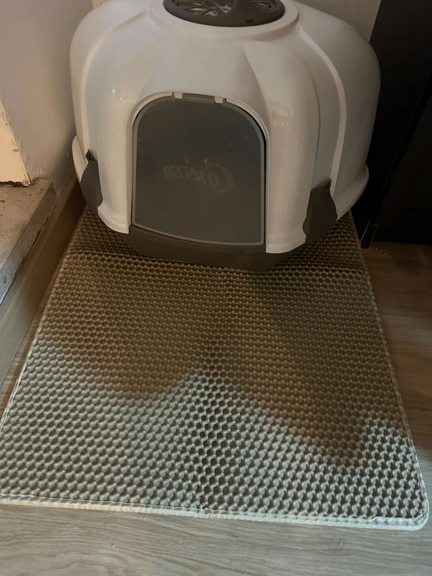 Customer review photo for Honeycomb Cat Litter Mat
