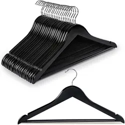 360° swivel gold hook wooden hanger non-slip trouser bar and shoulder slots for camisole, jackets, pants, smooth finish hanger