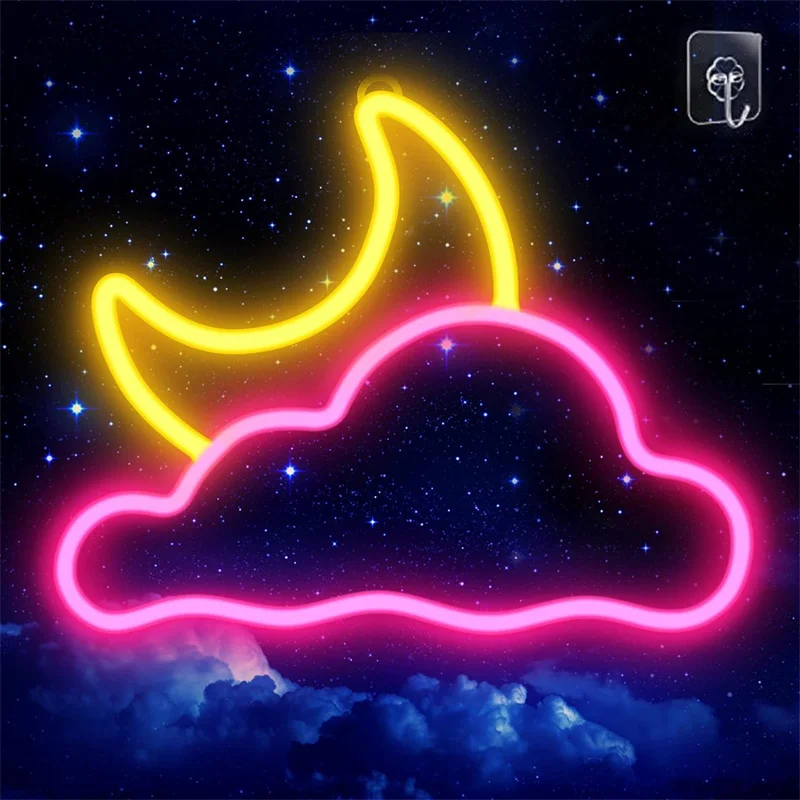 

Neon Sign - Cloud and Moon Led Neon Light, Neon Lights Sign for Wall Decor Neon Signs for Bedroom Kids Room Wedding Party Decor