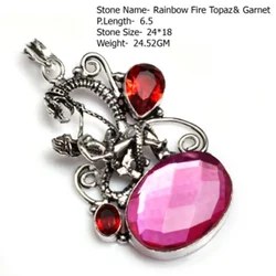 Genuine Pink Topaz Agate Jasper Pendant