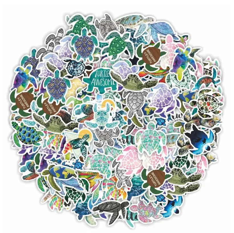 AliExpress Hizxj 10/30/50pcs Colorful Turtle Stickers Laptop Bicycle Guitar Skateboard Sticker Kid DIY Graffiti