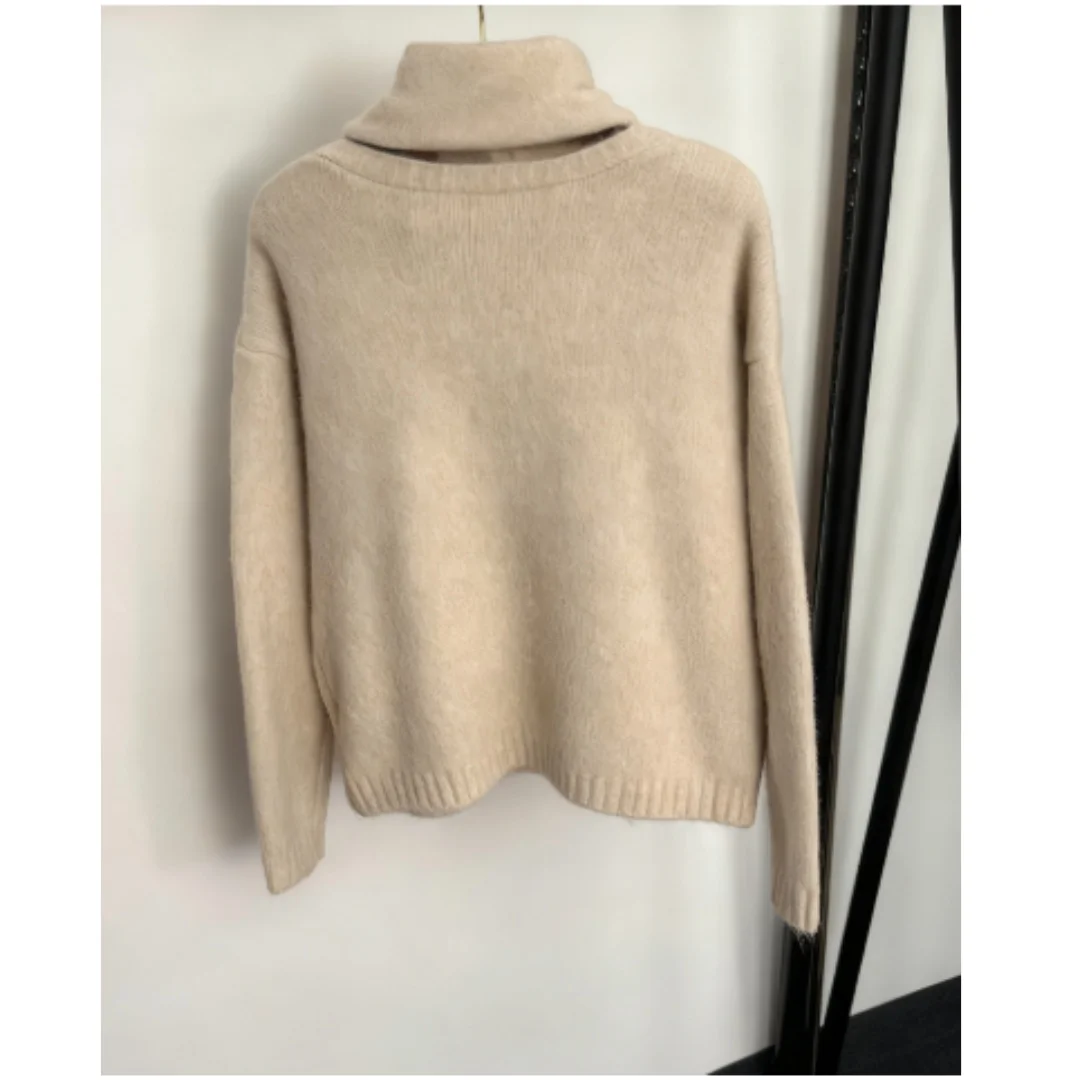 

Winter 2025 New Women's Three-dimensional Hook Flower Lovely Long-sleeved Knitted Cardigan With Colorful Fringe Scarf