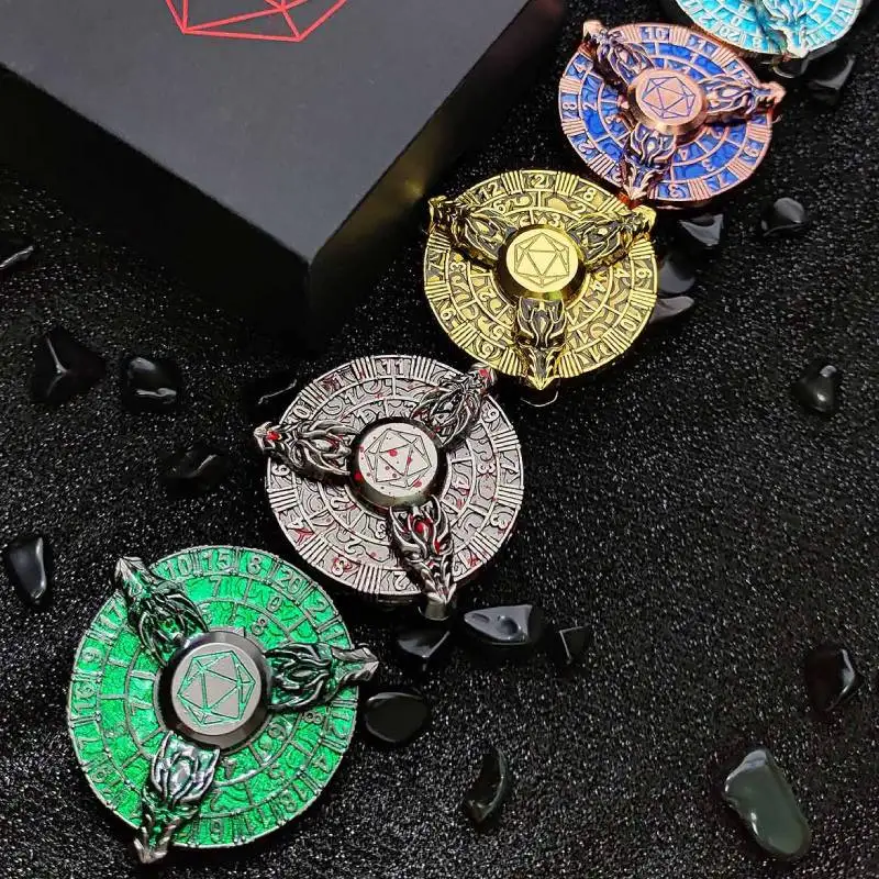 DND Metal Dice Roulette Dice Spining Dice DND Spinner Dice RPG Rotating Dice for Dungeons & Dragons Role Playing Fingertip Dice