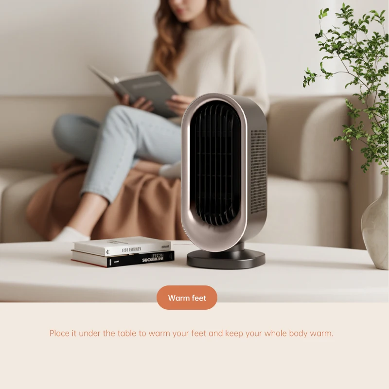 1200W PTC Ceramic Desktop Heater Space Heater Silent Low-Energy No Glowing with Overheat Protection Fireproof Material Tip-Over Power-Off for Home Office Living Room Bedroom Outdoor Travel White Gray view 5