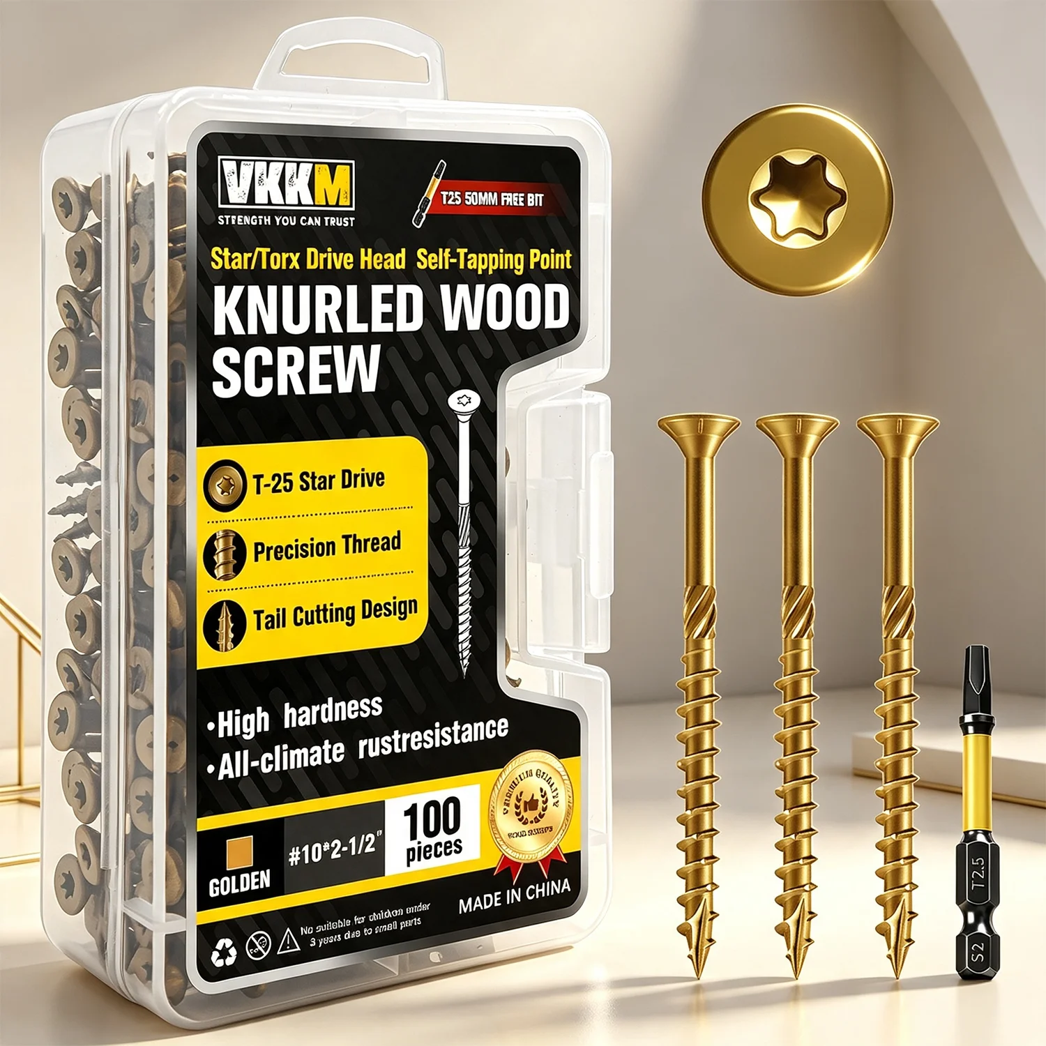 VKKM - # 10×2-1/2インチ ゴールド粗目ネジ木 - Woodworking Epoxy のレビューと価格