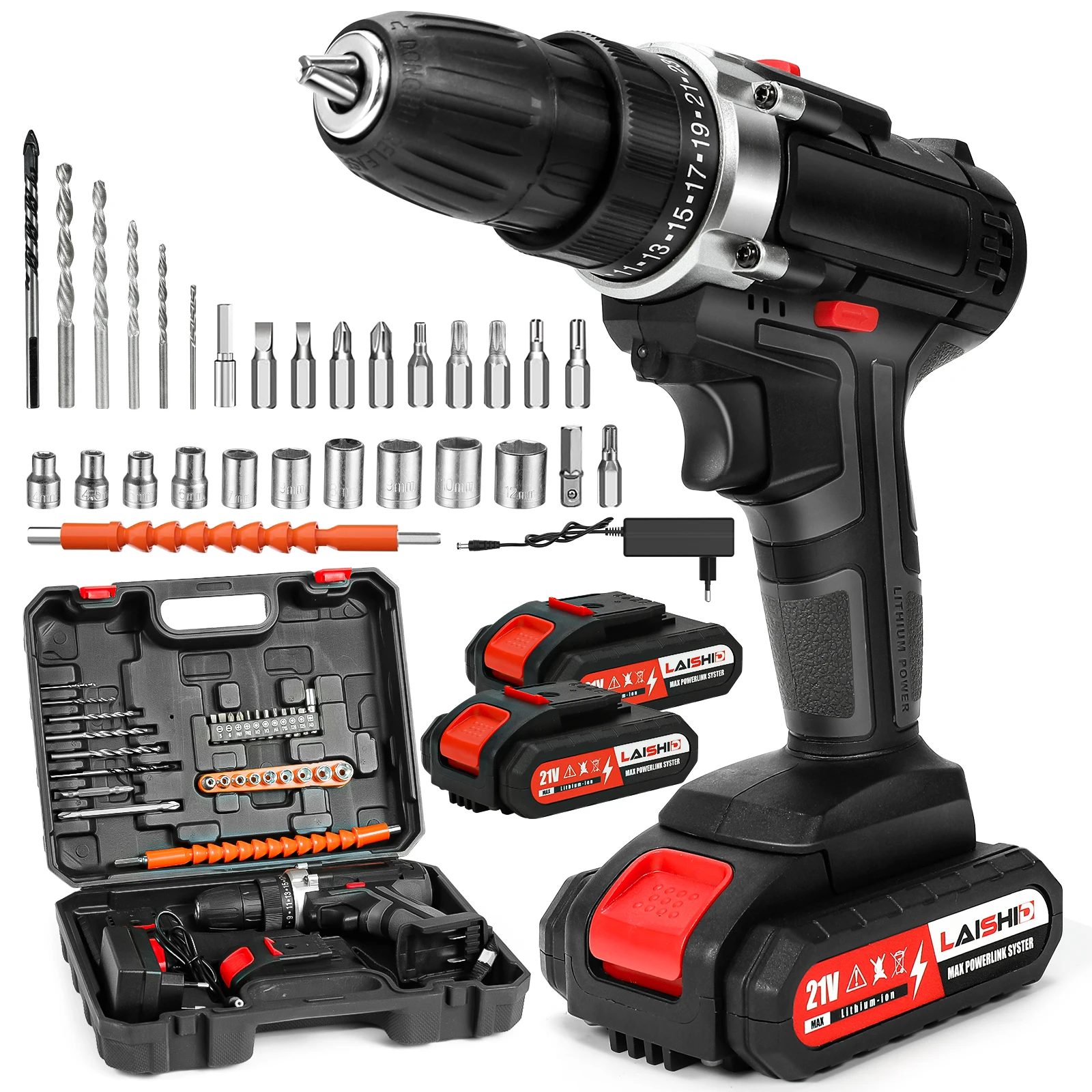 28V Electric Impact Screwdriver Cordless Drill 25+3 Torque Impact Cordless Drill Lithium Ion Battery Power Tool