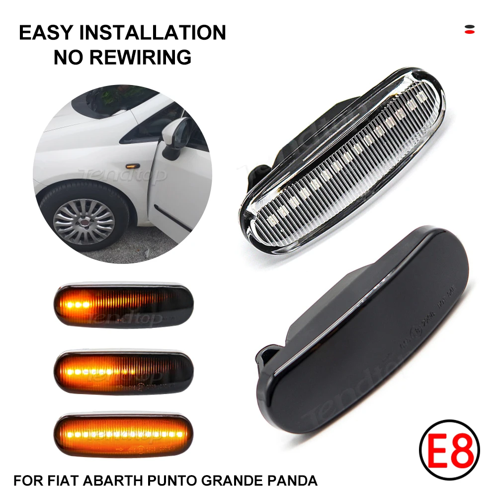 For Fiat Panda Punto Evo Stilo Qubo Peugeot Citroen Lancia Musa350 Led Dynamic Side Marker Turn Signal Light Sequential Blinker