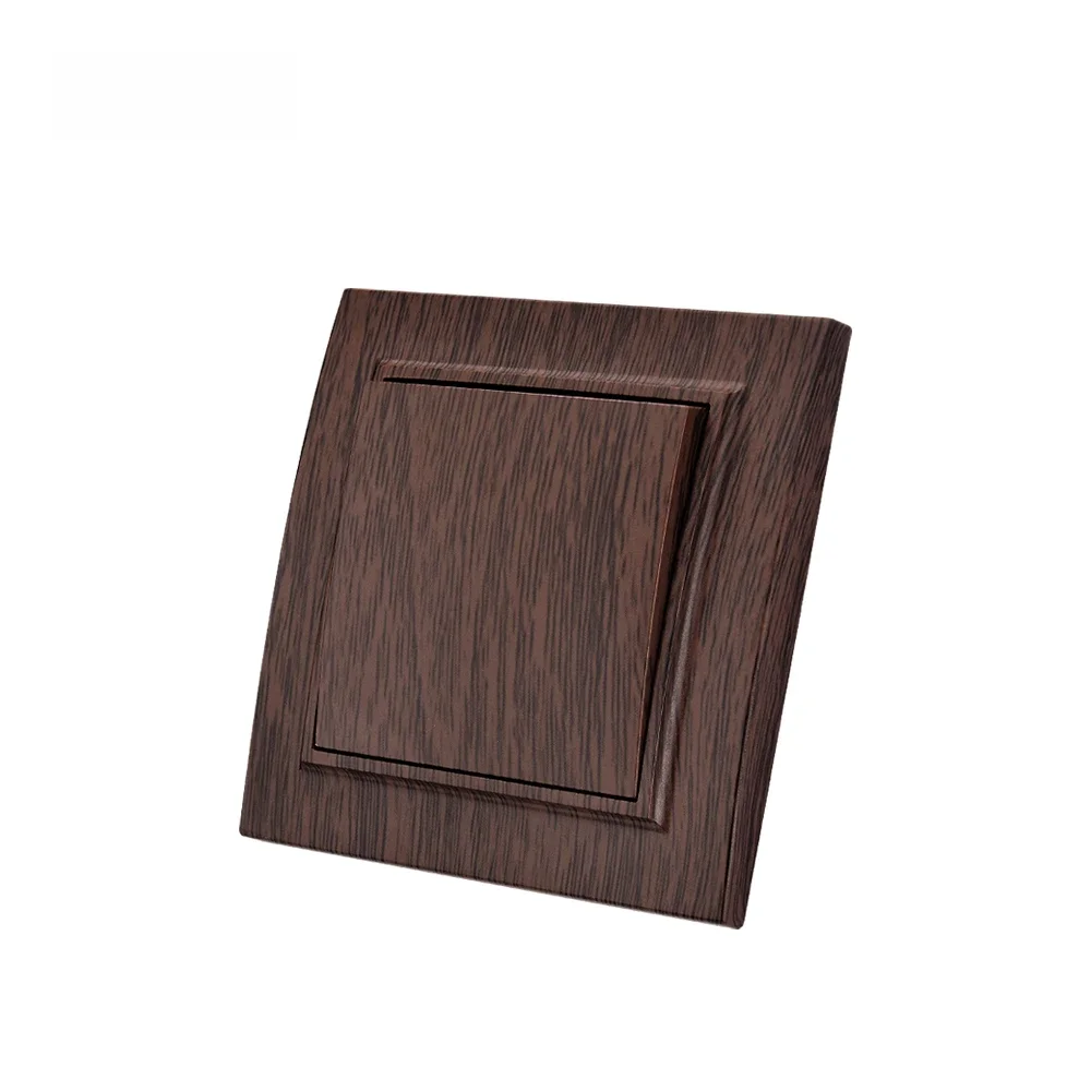 Wesa braun Holz gefrostet Licht Wand schalter flamm hemmend Kunststoff platte Knopf 1 Gang