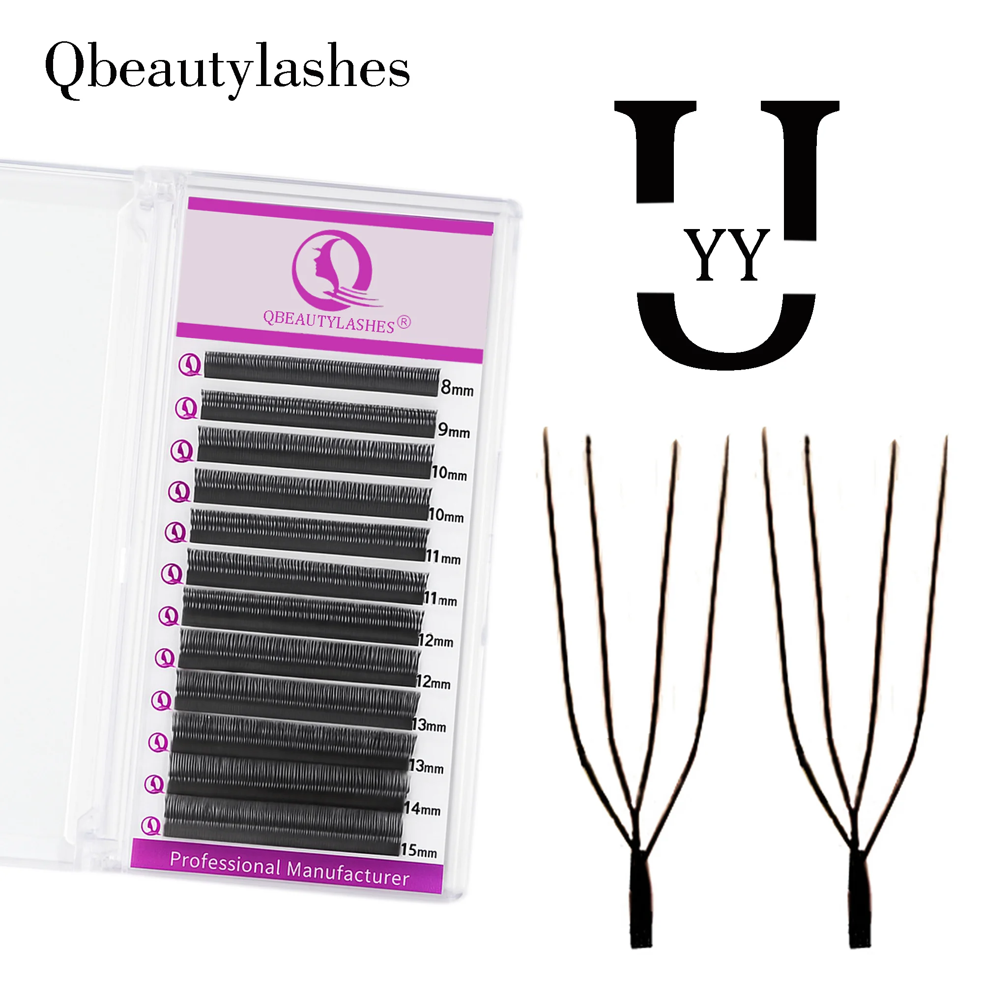 

Qbeautylashes 4D U shaped Eyelash extension U-YY Lash False eyelashes Natural Comfortable For Lash Salon Use makeup